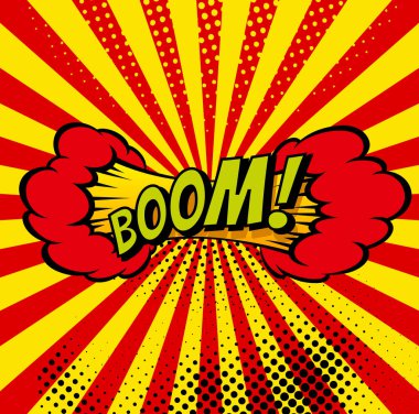 Karikatür, Boom patlama Comic Speech Bubble. Çizgi roman sayfası