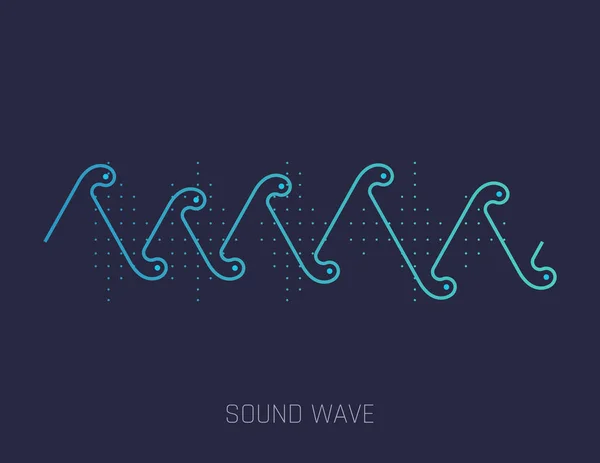 Ondas sonoras musicais. Tecnologia de equalizador de áudio, música de pulso. Ilustração vetorial . — Vetor de Stock