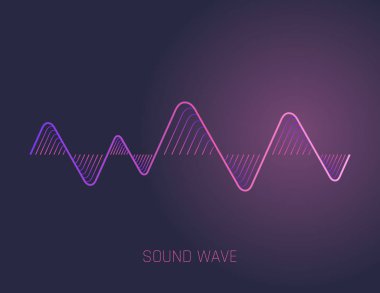 Müzik ses dalgaları. Ses ekolayzırı teknolojisi, nabız müzikali. Vektör çizimi.