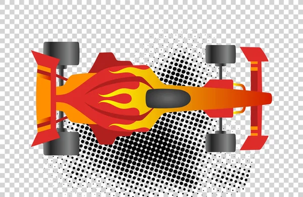 Formule 1 race autosport vector pictogram Top View. Speed auto F1 kampioen rood voertuig. Bolide rally Prix plat spel transport. — Stockvector