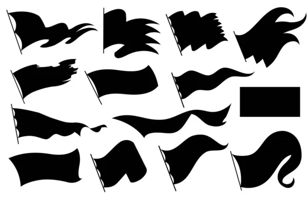 Banderas negras siluetas iconos signos aislados sobre fondo blanco para infografía. Ilustración vectorial — Vector de stock