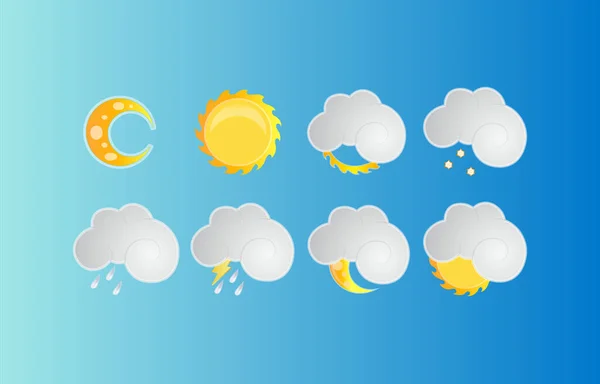 Set di icone meteo moderne. Raccolta vettoriale dei simboli dei segni delle previsioni meteo — Vettoriale Stock