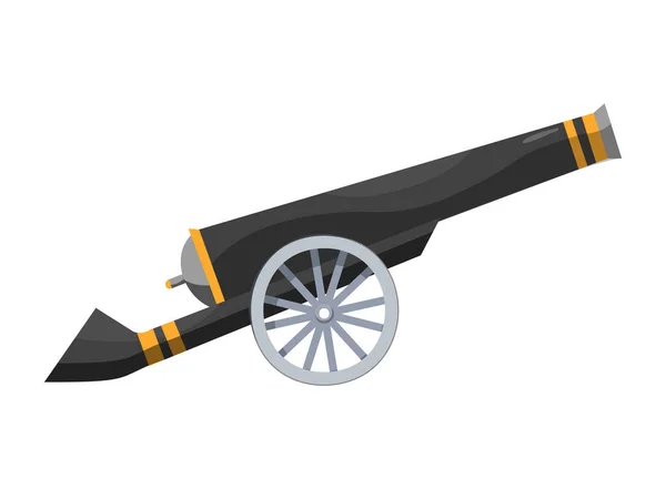 Antieke piratenkanonnen. Vintage pistool. Kleur afbeelding van middeleeuws kanon voor oude schepen op een witte achtergrond. Cartoon stijl — Stockvector