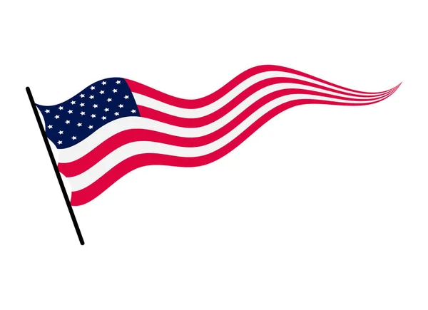 Zwaaien vlag van de Verenigde Staten van Amerika. Illustratie van golvende Amerikaanse vlag. Nationaal symbool, Amerikaanse vlag op witte achtergrond - vector illustratie — Stockvector