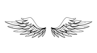 Klasik kraliyet kanatları. Tek renkli, stilize kuş kanatları. Renk tarzında tasarım ögeleri. Soyut çizim