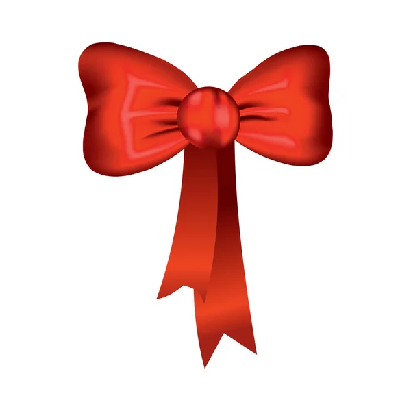 Vector hermoso arco rojo realista. Estilo de seda de elemento de embalaje de elegancia. Se puede utilizar para regalos de decoración, tarjetas de felicitaciones, etc. — Vector de stock