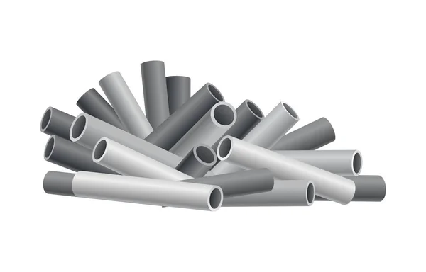 Куча строительных материалов. Куча труб, труб. Векторные иллюстрации могут быть использованы для строительных площадок, работ и промышленного металла — стоковый вектор