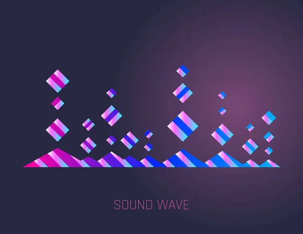 Звуковые волны векторной музыки. Концепция музыкального бара. Технология аудиоцифрового эквалайзера, консольная панель, музыкальный импульс. Динамический поток света, с неоновым светом — стоковый вектор
