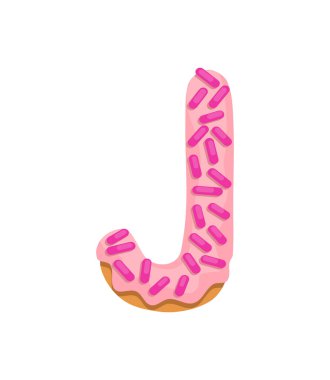 Çizgi film kurabiyeleri yazı tipi. Renkli jöleli fırında pişirme. Yaratıcı zencefilli kurabiye tipografi tasarımı. Çocukluk tatlı çöreği. J harfi