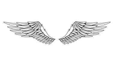 Klasik kraliyet kanatları. Tek renkli, stilize kuş kanatları. Renk tarzında tasarım ögeleri. Soyut çizim