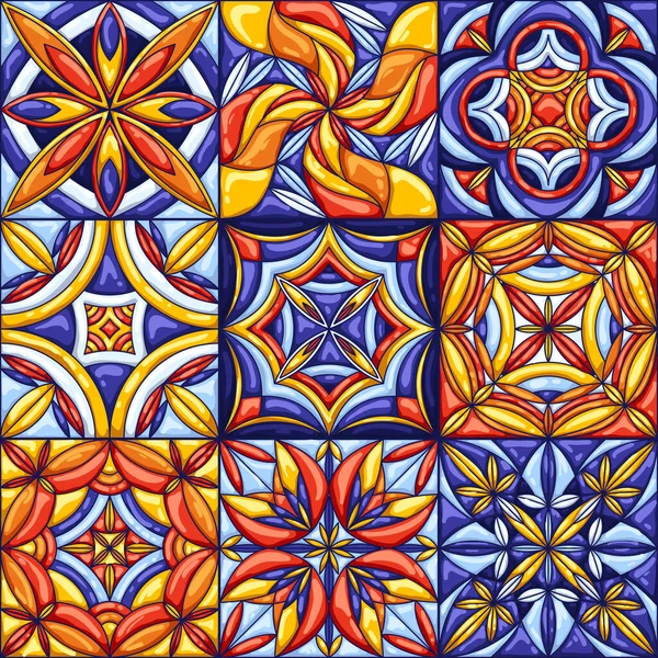 Padrão de cerâmica. Fundo abstrato decorativo. Talavera mexicano ornamentado tradicional, azulejo português ou majólica espanhola — Vetor de Stock