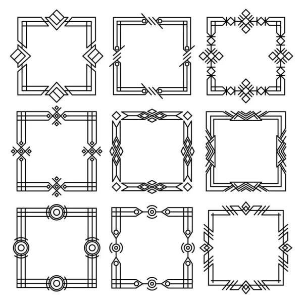 Divisores de fronteiras. Molduras pretas decorativas. Molduras de casamento retro, ornamentos de retângulo vintage e borda ornamentada. Elementos de design caligráfico e decoração de página —  Vetores de Stock