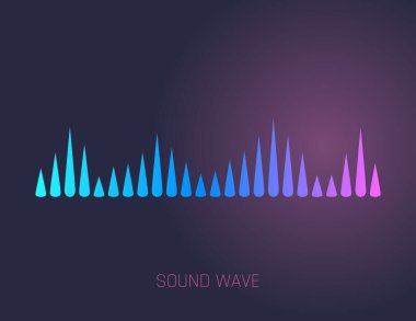 Vektör müzik ses dalgaları. Ses dijital dengeleyici teknolojisi, konsol paneli, müzikal nabız. Koyu arkaplan