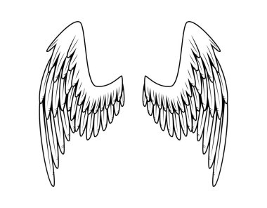 Klasik kraliyet kanatları. Tek renkli, stilize kuş kanatları. Renk tarzında tasarım ögeleri. Soyut çizim