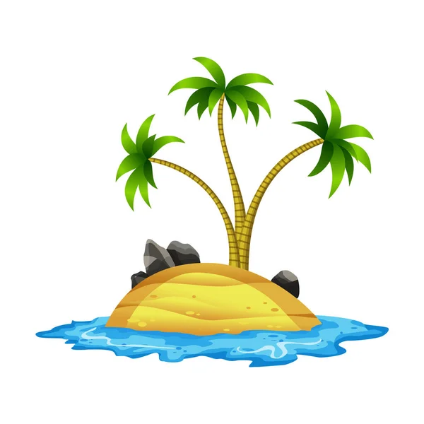 Ilha tropical. Costa tropical com palmeiras e ondas do mar. A praia de areia à beira-mar. Descanse no resort — Vetor de Stock