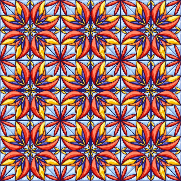 Keramische tegels patroon. Decoratieve abstracte achtergrond. Traditionele Mexicaanse talavera, Portugese azulejo of Spaanse majolica — Stockvector