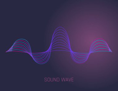 Vektör müzik ses dalgaları. Ses dijital dengeleyici teknolojisi, konsol paneli, müzikal nabız. Koyu arkaplan