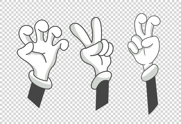 Cartoon handen. Clipart armen in verschillende houdingen en gebaren. Gebogen handen. Kleurvector geïsoleerde illustratie — Stockvector