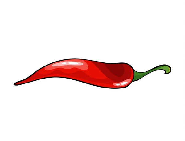 Piment rouge dessiné à la main. Piment mexicain épicé isolé sur fond blanc. Aliments naturels sains. Ingrédient épicé — Image vectorielle