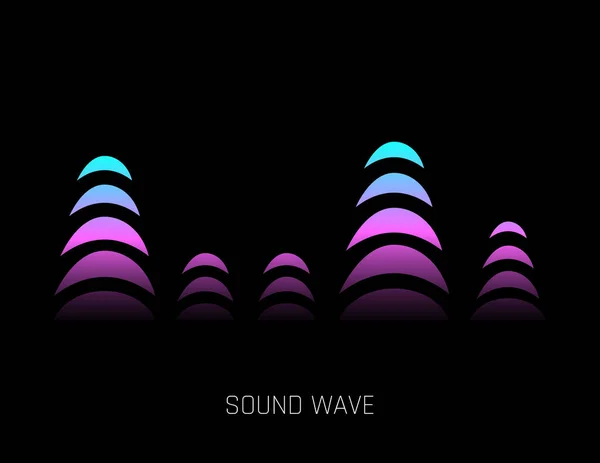 Ondes sonores de musique vectorielle. Technologie d'égaliseur numérique audio, panneau de console, pouls musical. Fond sombre — Image vectorielle