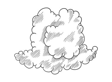 Çizgi film tarzında el çizimi bulut. Gökyüzü çizimi. Renklendirme tasarımı. Beyaz arkaplanda vektör illüstrasyonu