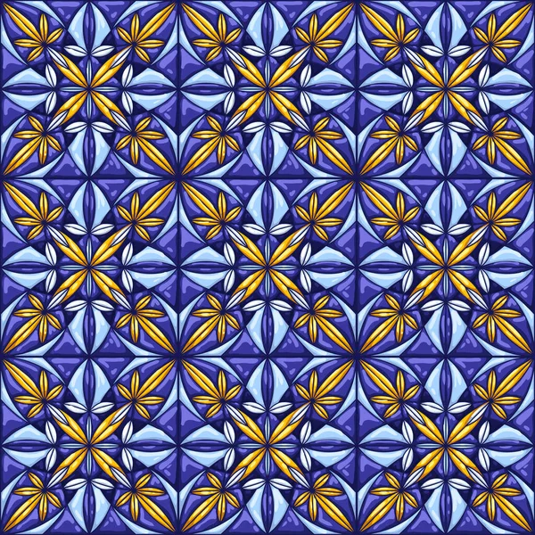 Keramiska plattor mönster. Dekorativ abstrakt bakgrund. Traditionell utsmyckad mexikansk talavera, portugisisk azulejo eller spansk majolica — Stock vektor