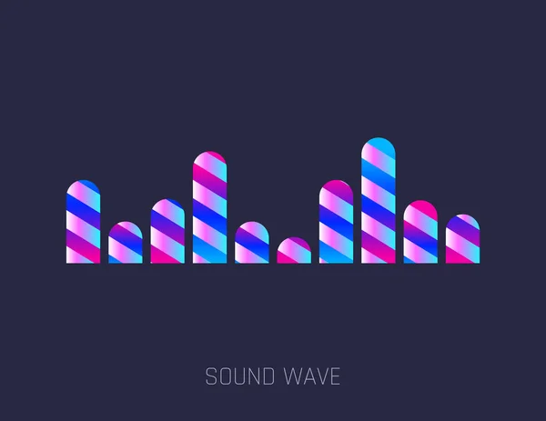 Векторні музичні звукові хвилі. Технологія аудіо цифрового еквалайзера, панель консолей, музичний імпульс. Темний фон — стоковий вектор