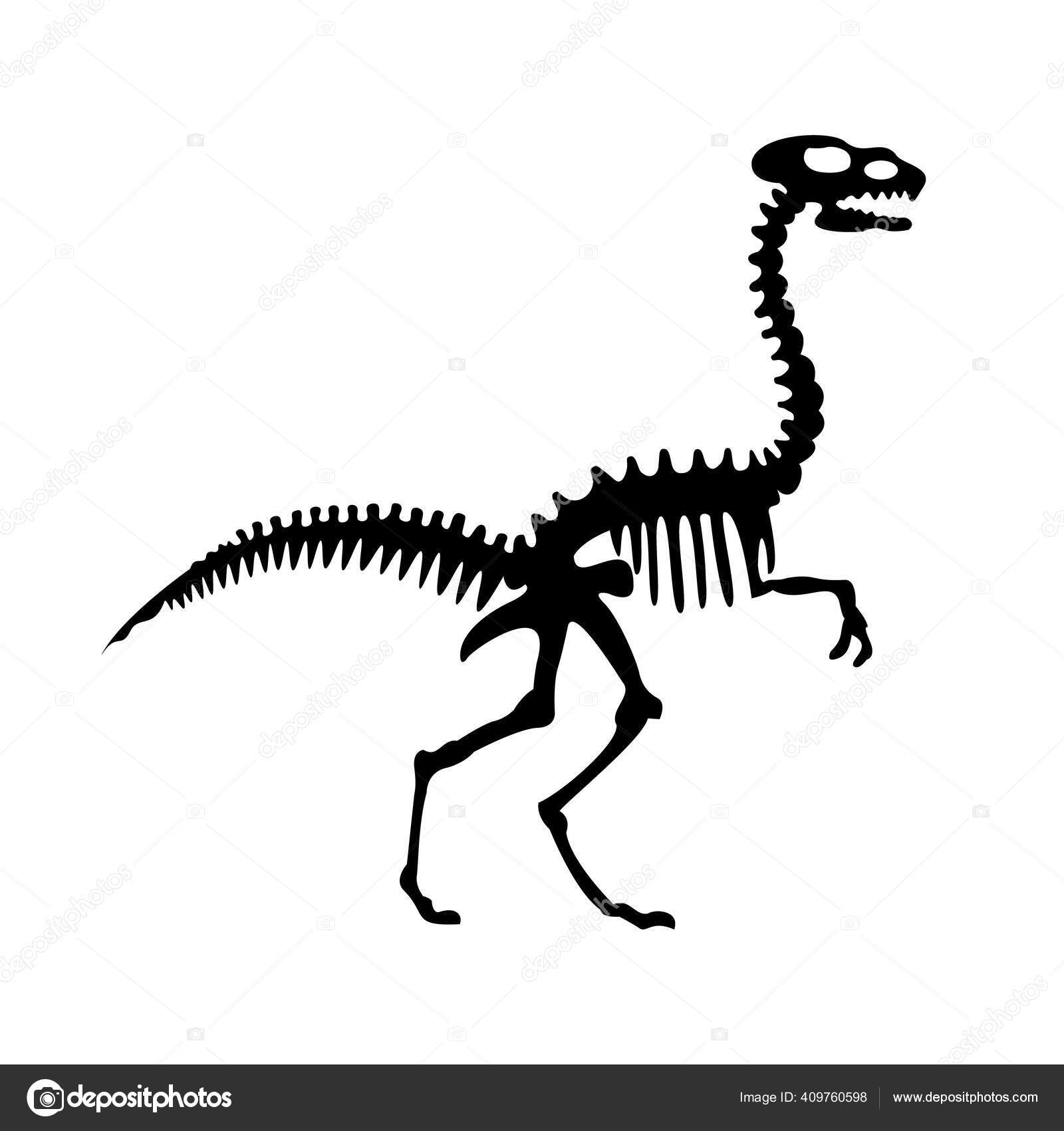 Ilustração vetorial para imprimir esboço de esqueleto de dinossauro