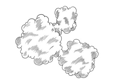 Çizgi film tarzında el çizimi bulut. Gökyüzü çizimi. Renklendirme tasarımı. Beyaz arkaplanda vektör illüstrasyonu