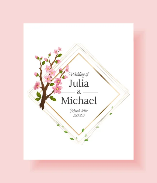 Sakura Blumen Hintergrund. Floral Hochzeitseinladungskarte Vorlage Design. Urlaubseinladung, Grußkarte und Modedesign — Stockvektor