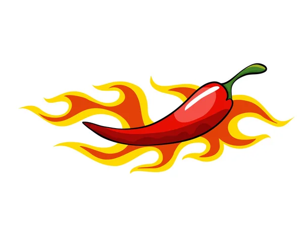 Kézzel rajzolt chili paprika. Szuper forró vörös chili paprika lángol. Chili paprika lángol fehér háttérrel. Természetes egészséges étel. Fűszeres összetevő — Stock Vector