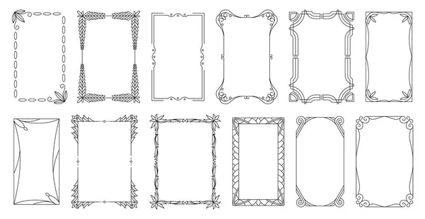 Decorative frames and borders standard rectangle proportions backgrounds. Vintage design elements set. Ornate calligraph frame — Stock Vector