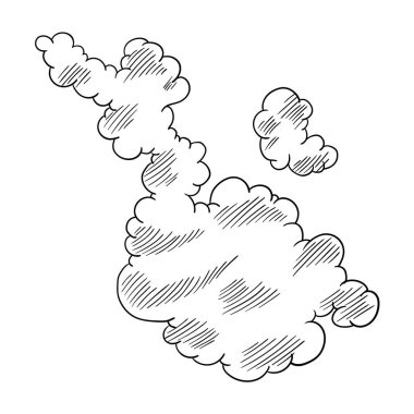 Çizgi film tarzında el çizimi bulut. Gökyüzü çizimi. Renklendirme tasarımı. Beyaz arkaplanda vektör illüstrasyonu