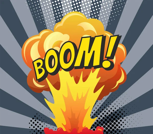 Çizgi film patlama çerçeveli çizgi roman posteri. Boom çizgi roman tasarımı. El çizimi vektör çizimi. Çizgi roman ve pop sanatında renkli komik afiş