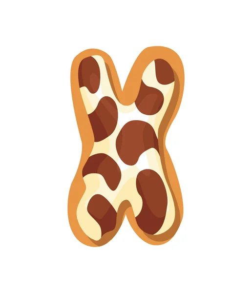 Písmo Cartoon cookies. Cukráři stylizované velké písmeno X. Vector anglicky ABC pečení v barevné glazury. Tvůrčí perníková abeceda. Dětství sladké sušenky a koblihy — Stockový vektor