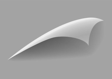 Kıvrılmış kağıt köşesi. Eğri sayfa köşesi, sayfa kenarı kıvrımlı ve gerçekçi gölgesi olan eğri kağıt çarşaf. Kağıt köşe katlaması beyaz arkaplanda izole edildi.