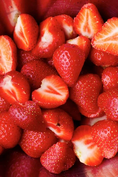 Fresas Rodajas Tazón Imagen De Stock