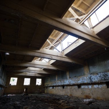 Çok kirlenmiş endüstriyel bir fabrikanın kalıntıları, sanayi serisi.