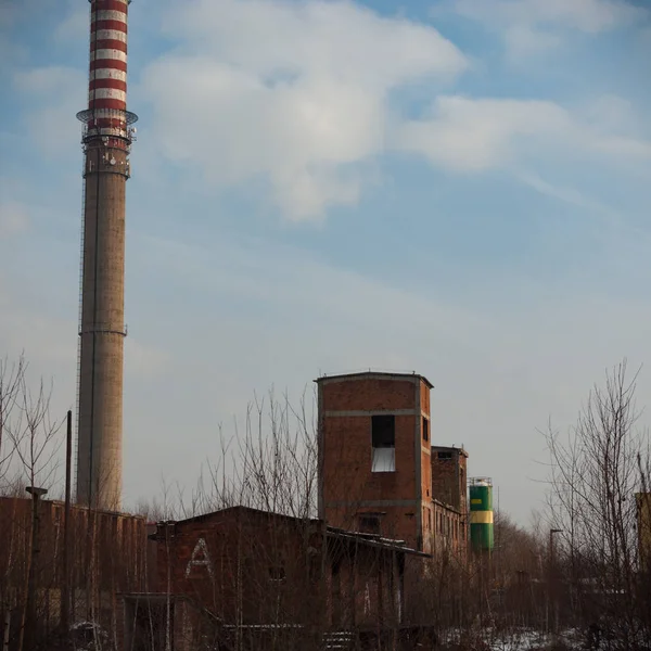 Ruínas Uma Fábrica Industrial Muito Poluída Série Industrial — Fotografia de Stock