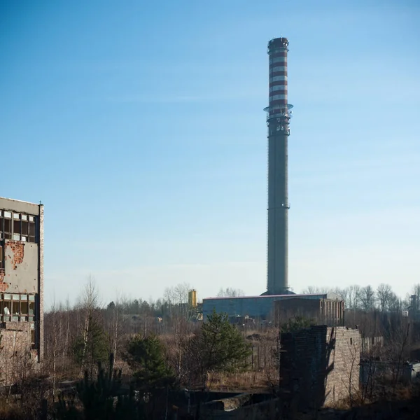 Ruínas Uma Fábrica Industrial Muito Poluída Série Industrial — Fotografia de Stock