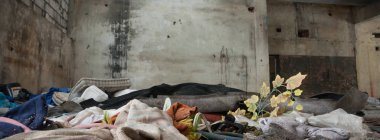 Çok kirlenmiş endüstriyel bir fabrikanın kalıntıları, sanayi serisi.