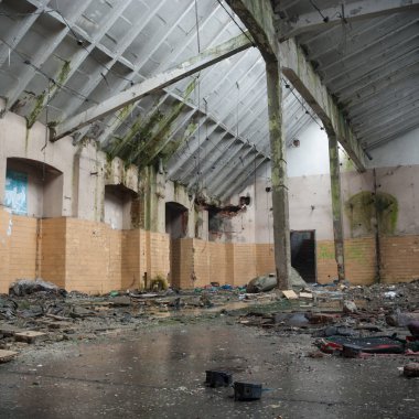 Çok kirlenmiş endüstriyel bir fabrikanın kalıntıları, sanayi serisi.