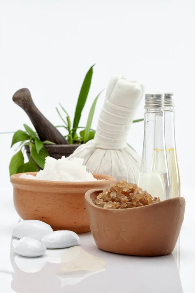 Close View Spa Theme Objects White Back — Stock Photo, Image