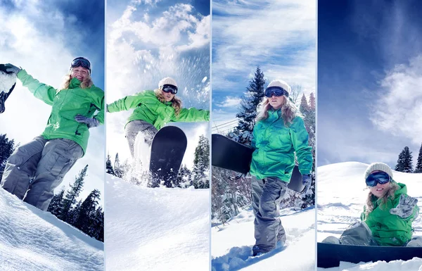 Snowboarder Theme Collage Composed Few Different Images — Stock Photo, Image