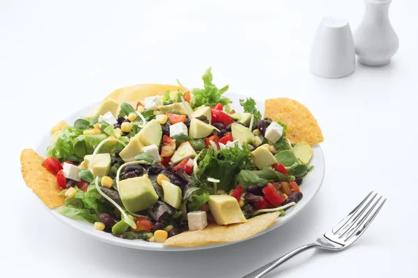 Close Van Verse Fruit Salade Witte Achtergrond — Stockfoto