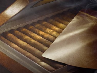 ahşap humidor küba el puro yapılmış kutusunun yakın görünümü