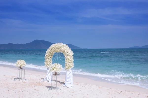 Utsikt Över Bröllop Dekoration Tropisk Sommar Strand — Stockfoto