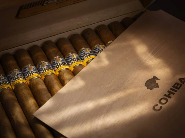 Bangkok Thailand April 2019 Photo Box Cigars Cohiba Habana Cuba — стоковое фото