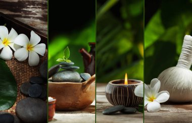 Spa nesneleri tema kolaj birkaç farklı görüntülerden oluşan