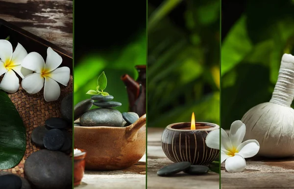 Spa Objects Theme Collage Composed Few Different Images — Stock Photo, Image